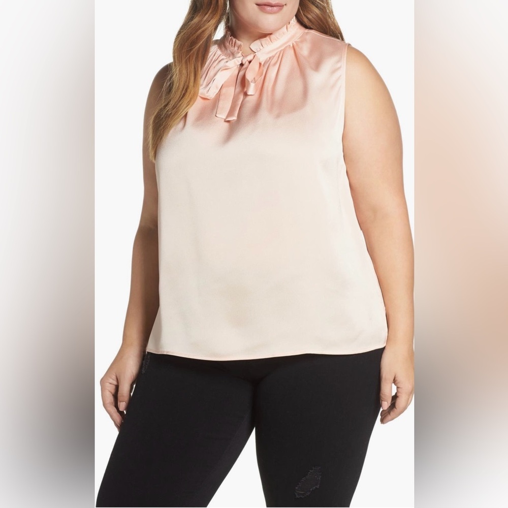 CeCe Light Peach Sleeveless Blouse